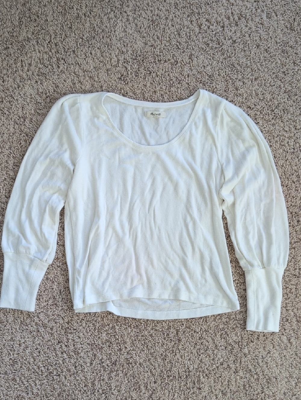 Madewell Cream Scoop Neck Long Sleeve Sweater Sz M